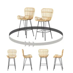 Meubles South Shore Rattan Counter Stool With Armrests. Set Of 2 - South Shore