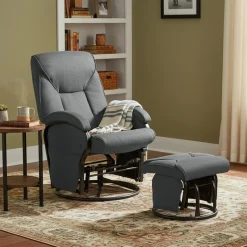 Reclining Ball-Bearing Swivel Glider with Ottoman