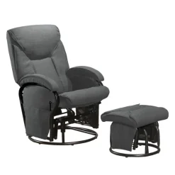 Reclining Ball-Bearing Swivel Glider with Ottoman
