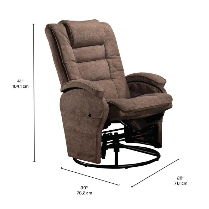 Reclining Ball-Bearing Swivel Glider with Ottoman - Brown