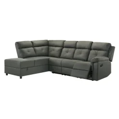 Reclining Sectional with Drop-Down Backrest and Cup Holders - Dark