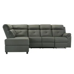 Reclining Sectional with Drop-Down Backrest and Cup Holders - Dark