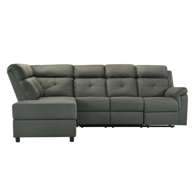 Reclining Sectional with Drop-Down Backrest and Cup Holders - Dark