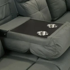 Reclining Sectional with Drop-Down Backrest and Cup Holders - Dark
