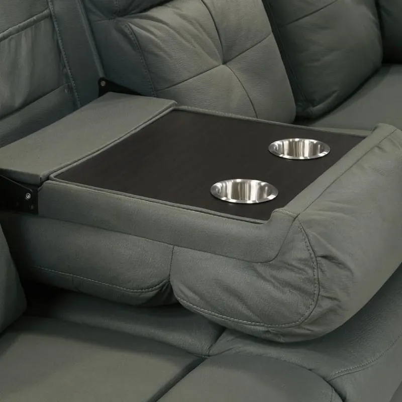 Reclining Sectional with Drop-Down Backrest and Cup Holders - Dark