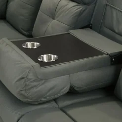 Reclining Sectional with Drop-Down Backrest and Cup Holders - Dark