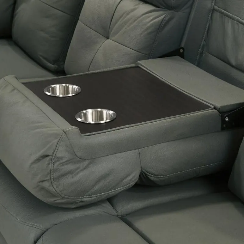 Reclining Sectional with Drop-Down Backrest and Cup Holders - Dark