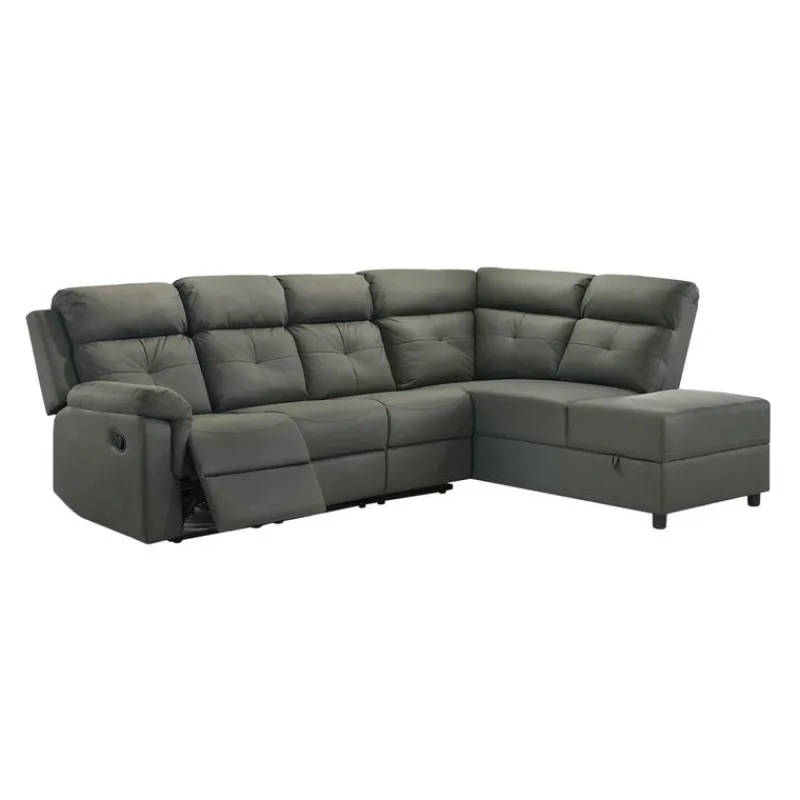 Reclining Sectional with Drop-Down Backrest and Cup Holders - Dark