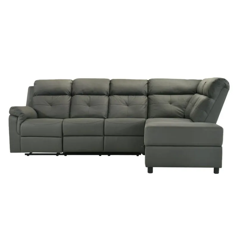 Reclining Sectional with Drop-Down Backrest and Cup Holders - Dark