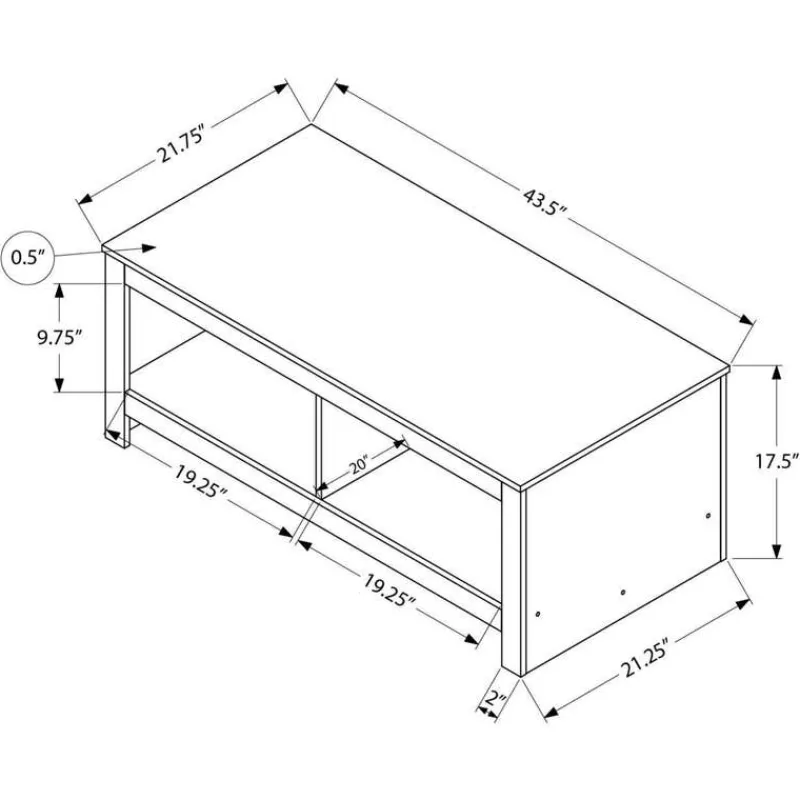 Monarch Rectangular Coffee Table with Storage 44" -
