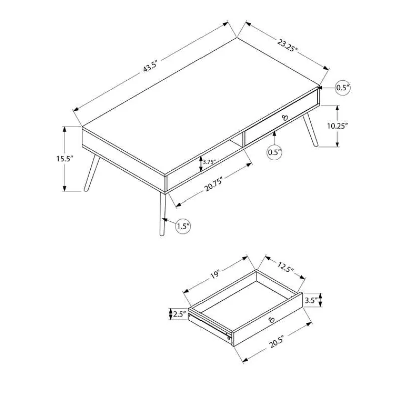 Monarch Rectangular Coffee Table with Storage -