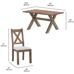 Rectangular Dining Table with 6 Chairs - Beige
