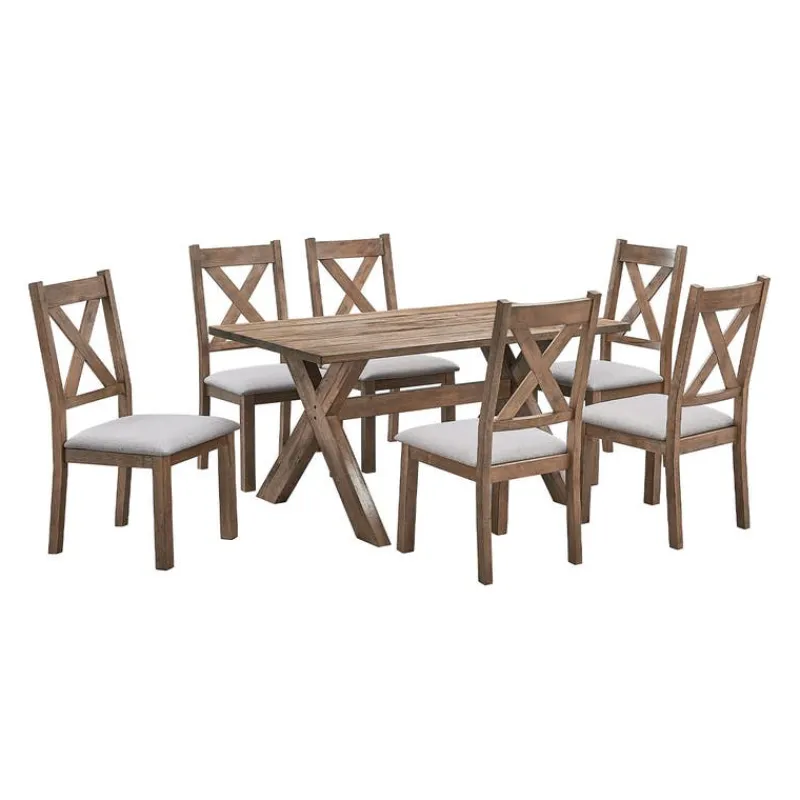 Rectangular Dining Table with 6 Chairs - Beige