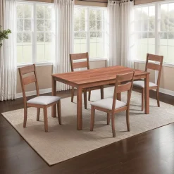 Rectangular Dining Table with 4 Chairs - Beige
