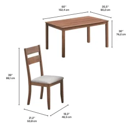 Rectangular Dining Table with 6 Chairs - Beige