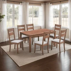 Rectangular Dining Table with 6 Chairs - Beige