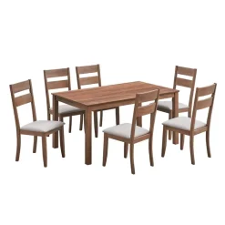 Rectangular Dining Table with 6 Chairs - Beige