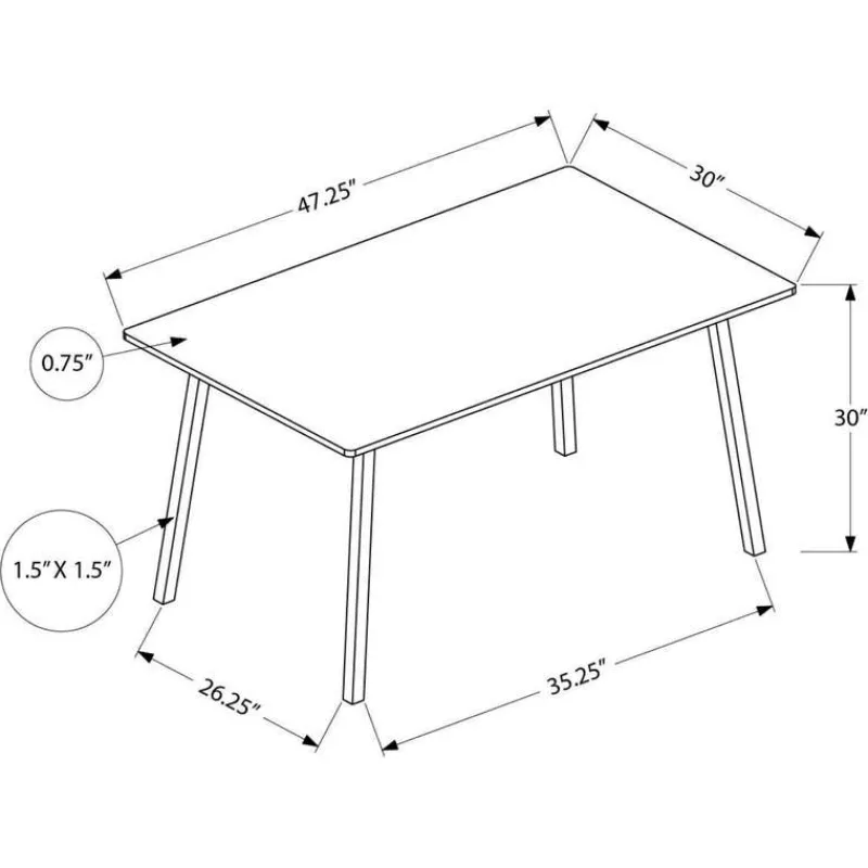 Monarch Rectangular Dining Table 48" -