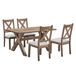 Rectangular Dining Table with 4 Chairs - Beige