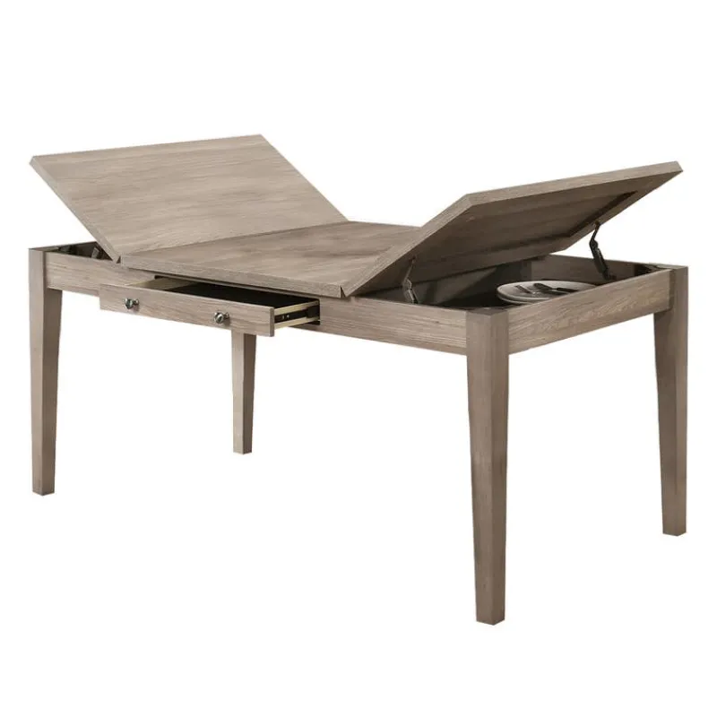 Rectangular Dining Table with Storage Compartments and 6 Chairs -