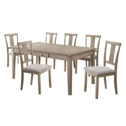 Rectangular Dining Table with Storage Compartments and 6 Chairs -
