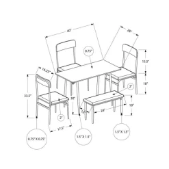 Monarch Rectangular Dining Table with 3 Chairs and 1 Bench
