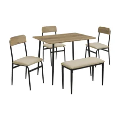 Monarch Rectangular Dining Table with 3 Chairs and 1 Bench