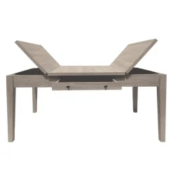 Rectangular Dining Table with End Lift-Top Panels and Drawer