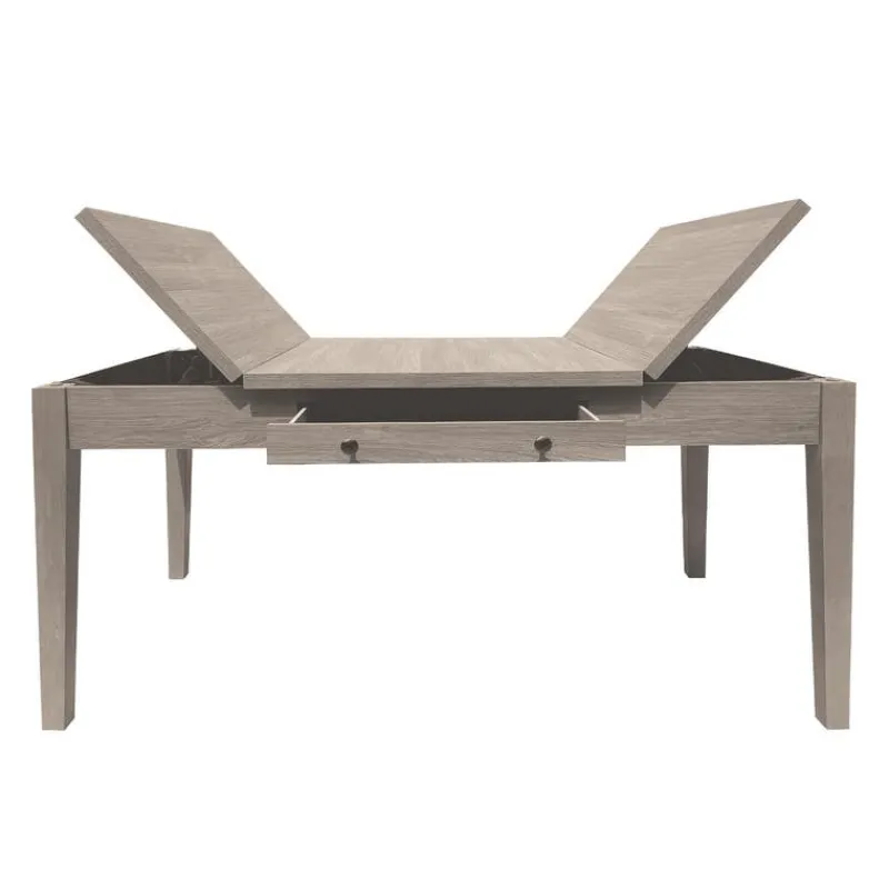 Rectangular Dining Table with End Lift-Top Panels and Drawer