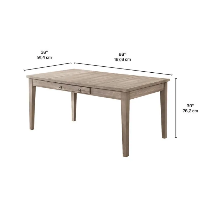 Rectangular Dining Table with End Lift-Top Panels and Drawer