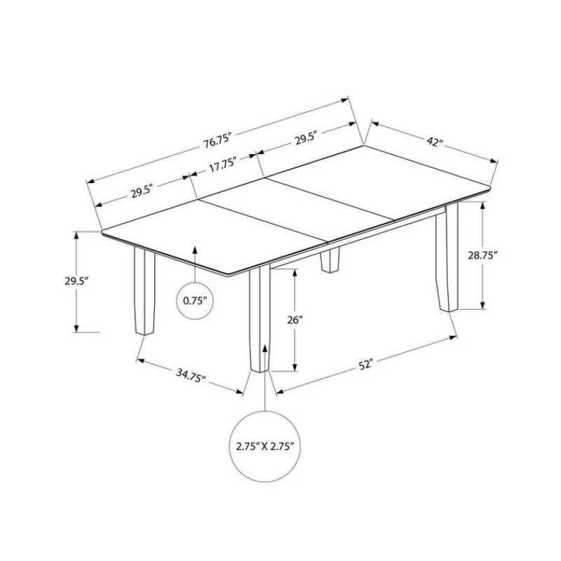 Monarch Rectangular Extendable Dining Table 60" to 78" -