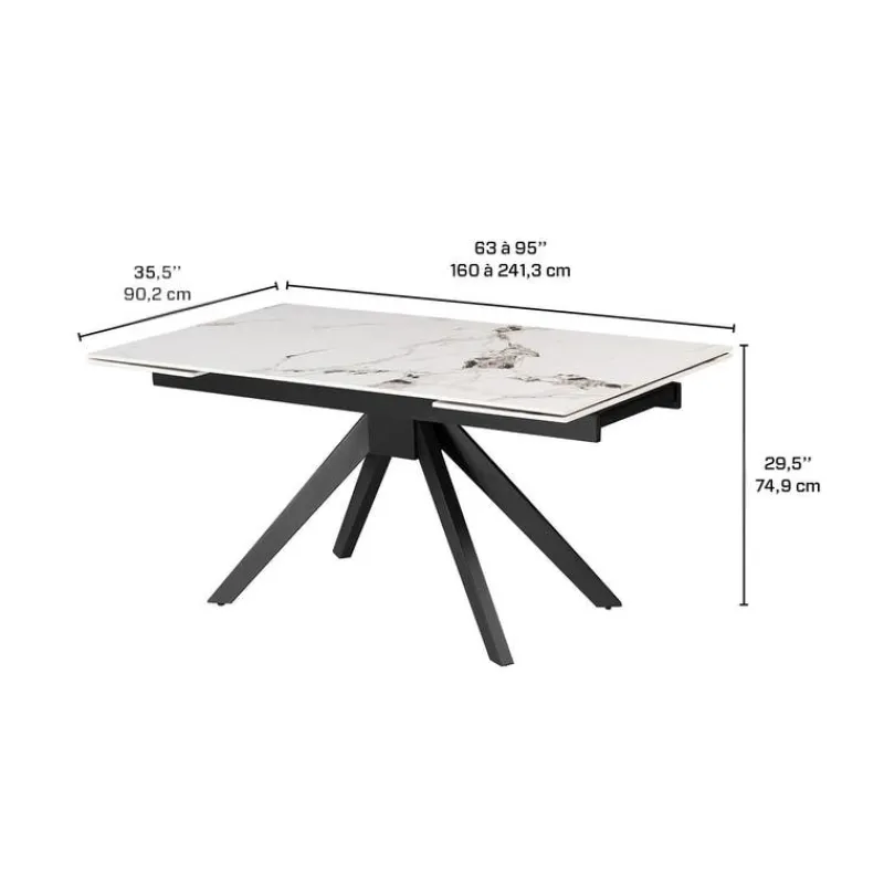 Rectangular Extendable Sintered Stone Dining Table 63" to 95"