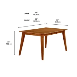 Arboit Poitras Rectangular Extendable Solid Wood Dining Table 48" to 60" -