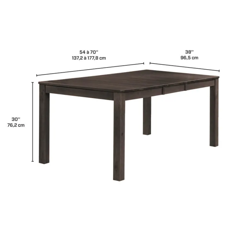 Arboit Poitras Rectangular Extendable Solid Wood Dining Table 54" to 70"