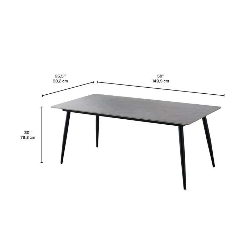 Rectangular Grey Sintered Stone Dining Table - 59"
