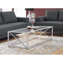 Monarch Rectangular Metal and Tempered Glass Coffee Table -