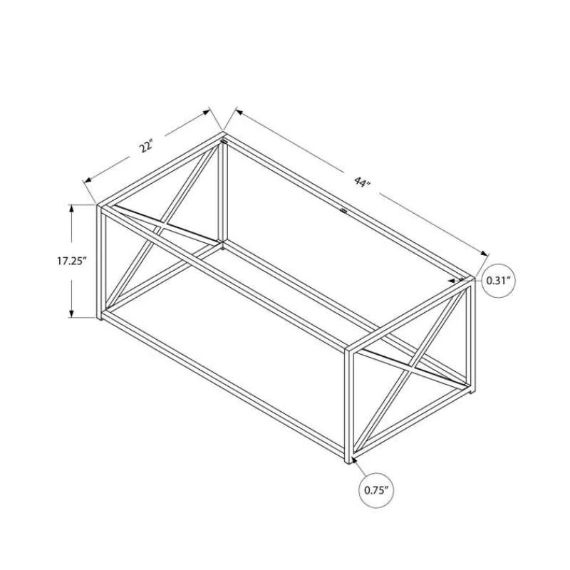 Monarch Rectangular Metal and Tempered Glass Coffee Table -