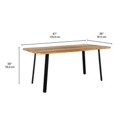 Rectangular Solid Wood Dining Table, 4 Chairs & Bench - 67"