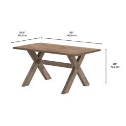 Rectangular Solid Wood Dining Table 59"