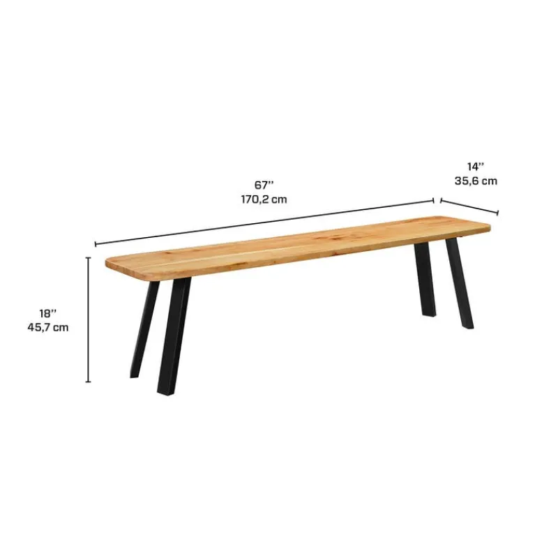 Rectangular Solid Wood Dining Table, 4 Chairs & Bench - 67"