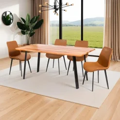 Rectangular Solid Wood Dining Table with 4 Chairs - 67"