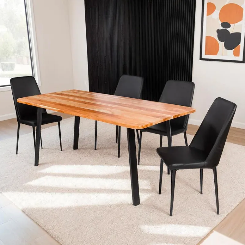 Rectangular Solid Wood Dining Table with 4 Chairs - 67"