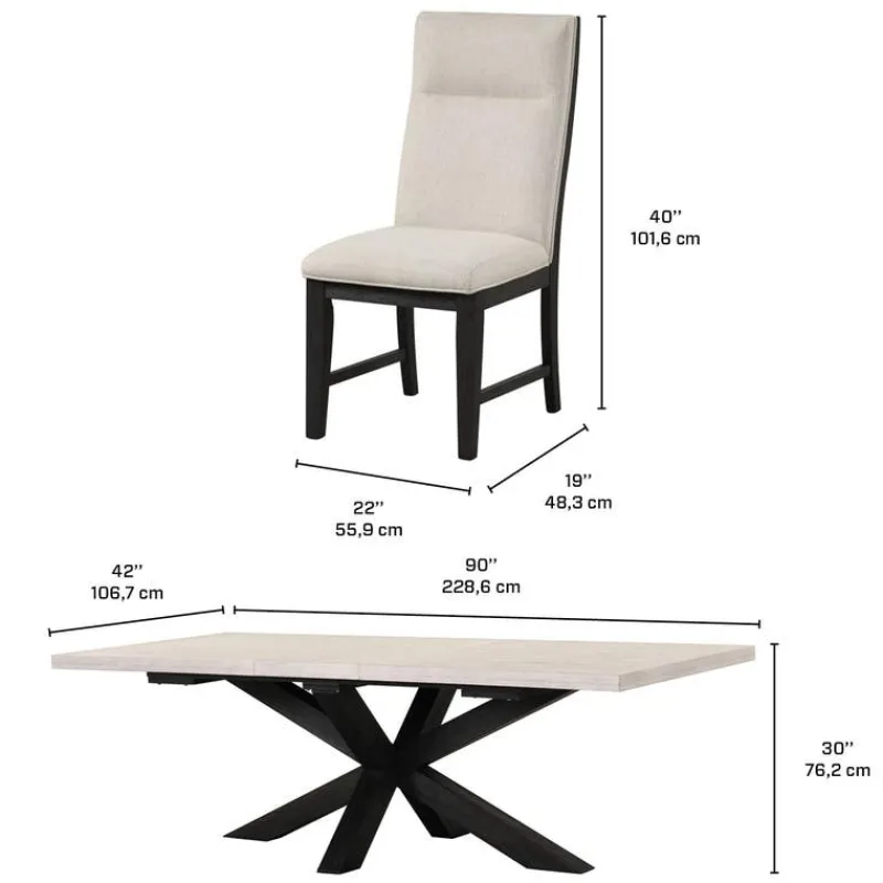 Rectangular Table with 6 Chairs - Creamy White