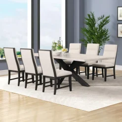 Rectangular Table with 6 Chairs - Creamy White