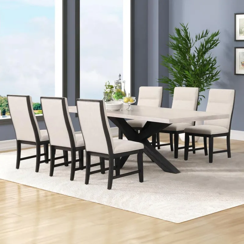Rectangular Table with 6 Chairs - Creamy White