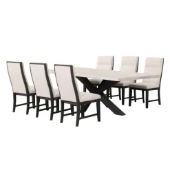 Rectangular Table with 6 Chairs - Creamy White