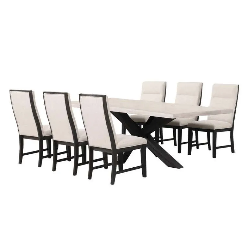 Rectangular Table with 6 Chairs - Creamy White