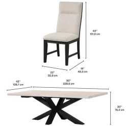 Rectangular Table with 4 Chairs - Creamy White