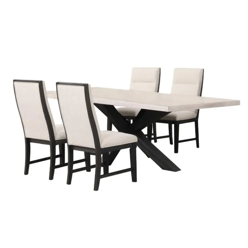 Rectangular Table with 4 Chairs - Creamy White