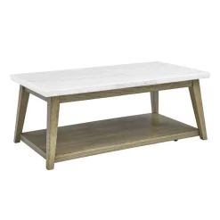 Rectangular White Marble Top Coffee Table